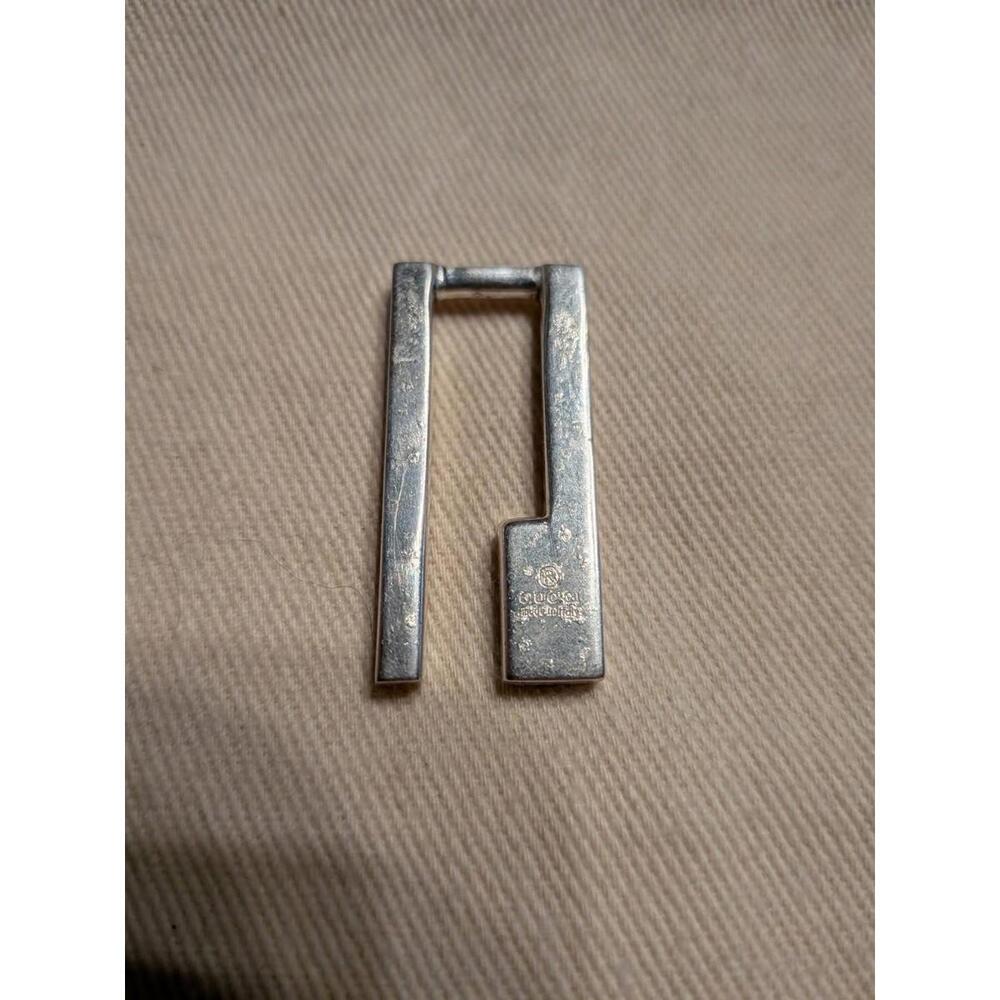 GUCCI Cutout G Plate Necklace Pendant  Charm Top 925 Silver Tone